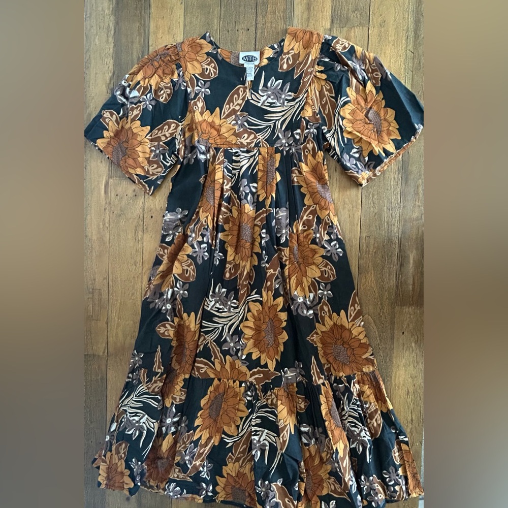 💖5 for $50💖Meant to be Black Yellow Brown Sunflower Floral Fall maxi dress